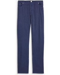 120% Lino - Slim-fit Pinstriped Linen-blend Twill Pants - Lyst