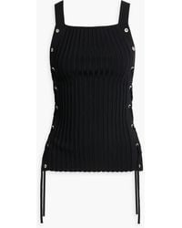 Dion Lee - Eyelet-embellished Lace-up Ribbed-knit Top - Lyst
