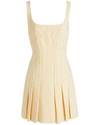 Dion Lee Pleated Stretch-crepe Mini Dress - Yellow