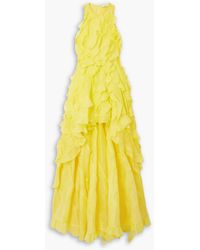 Zimmermann - Embellished Ruffled Linen And Silk-blend Gauze Gown - Lyst