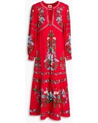FARM Rio - Floral-print Linen-blend Midi Dress - Lyst