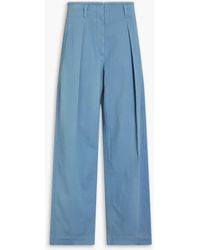 Brunello Cucinelli - Pleated Ribbed Cotton-blend Wide-leg Pants - Lyst