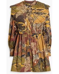 FARM Rio - Quilted Printed Cotton-Poplin Mini Dress - Lyst