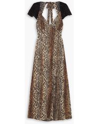 RIXO London - Angelina Cutout Flocked Leopard-print Silk-crepe Midi Dress - Lyst