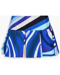 PUCCI - Pleated Printed Silk-twill Mini Skirt - Lyst