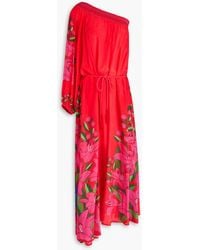 FARM Rio - One-sleeve Floral-print Satin Maxi Dress - Lyst