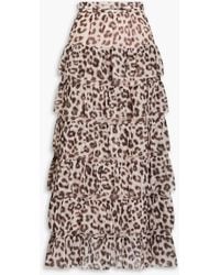 Zimmermann - Tiered Leopard-print Cotton And Silk-blend Maxi Skirt - Lyst