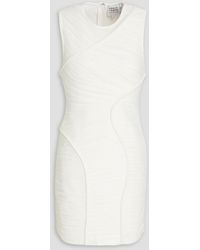 Hervé Léger - Ruched Stretch-tulle And Ponte Mini Dress - Lyst
