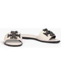 Tory Burch Ines Embellished Leather Slides - Multicolour