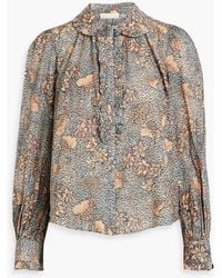 Ulla Johnson - Phillips bedruckte bluse aus voile aus einer baumwollmischung mit rüschen - Lyst