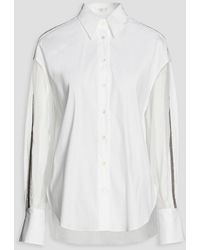 Brunello Cucinelli - Silk Organza-paneled Cotton-blend Poplin Shirt - Lyst