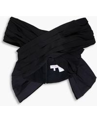 Carolina Herrera - Cropped Bow-Detailed Pleated Silk-Faille Top - Lyst