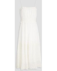 Claudie Pierlot - Broderie Anglaise Cotton And Silk-blend Midi Dress - Lyst