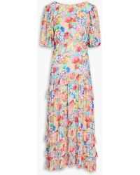 RIXO London - Shireen Floral-Print Crepe De Chine Midi Dress - Lyst