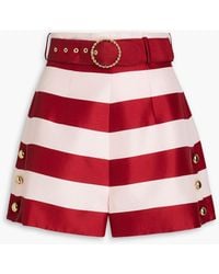 Zimmermann - Belted Striped Silk-satin Shorts - Lyst