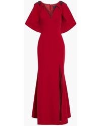 Marchesa - Cape-effect Embellished Stretch-crepe Gown - Lyst