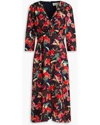 Saloni - Eve Floral-print Silk Crepe De Chine Midi Dress - Lyst