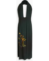 Victoria Beckham - Floral-print Crepe Halterneck Midi Dress - Lyst