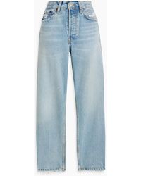 RE/DONE - 70s Stove Pipe Cropped Distressed High-rise Straight-leg Jeans - Lyst