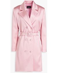 Boutique Moschino - Belted Satin Trench Coat - Lyst