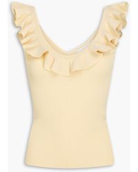Zimmermann - Ruffled Ribbed-knit Top - Lyst