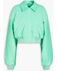 ROTATE BIRGER CHRISTENSEN - Britany Cropped Faux Leather And Shell Bomber Jacket - Lyst