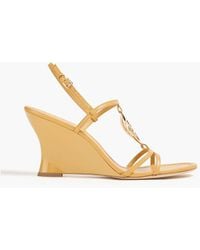 Tory Burch - Capri Miller Embellished Leather Wedge Slingback Sandals - Lyst
