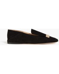 Sergio Rossi - Sr1 Embellished Suede Collapsible-heel Loafers - Lyst