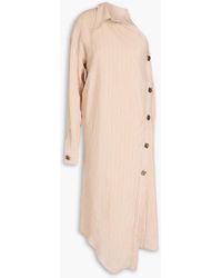 Acne Studios - One-sleeve Striped Crepe Midi Shirt Dress - Lyst