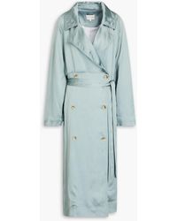 Loulou Studio - Belted Double-breasted Satin Trench Coat - Lyst
