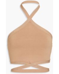 T By Alexander Wang - Cropped Stretch-jersey Halterneck Top - Lyst