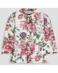 Dolce & Gabbana - Sliced jacke aus gaze mit floralem print und fransen - Lyst