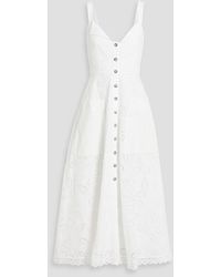 Saloni - Fara Broderie Anglaise Cotton Midi Dress - Lyst