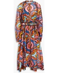 Rebecca Vallance - Chiquita Belted Printed Crepe Midi Dress - Lyst