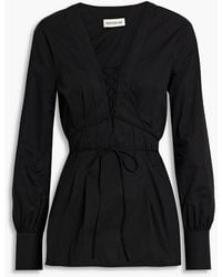 Nicholas - Lace-up Pleated Cotton-poplin Top - Lyst