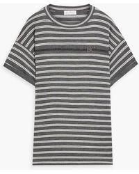 Brunello Cucinelli - Bead-embellished Striped Wool And Cashmere-blend Top - Lyst