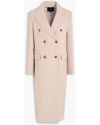 Maje - Double-Breasted Wool-Blend Flannel Coat - Lyst
