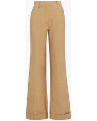 Victoria Beckham Cotton-blend Canvas Flared Trousers - Natural