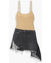 JW Anderson - Asymmetrisches minikleid aus baumwoll-jersey und denim in distressed-optik - Lyst