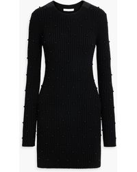 Helmut Lang - Embellished Ribbed Cotton-blend Mini Dress - Lyst