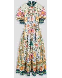 Zimmermann - Ginger Swing Belted Floral-print Ramie-voile Maxi Dress - Lyst