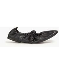 Ganni - Ruched Leather Ballet Flats - Lyst
