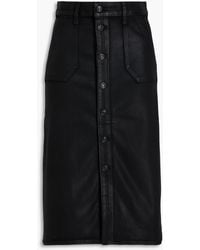 PAIGE - Meadow Coated Denim Midi Skirt - Lyst