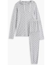 DKNY Printed Jersey Hooded Pyjama Set - Grey