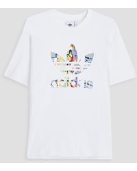 adidas Originals Love unites trefoil bedrucktes t-shirt aus baumwoll-jersey - Weiß