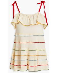 RED Valentino - Cold-shoulder Striped Cotton Top - Lyst