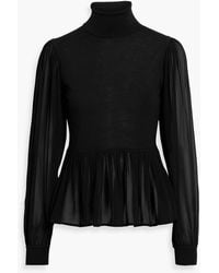 Ulla Johnson - Liana Chiffon-Paneled Wool And Silk-Blend Turtleneck Top - Lyst