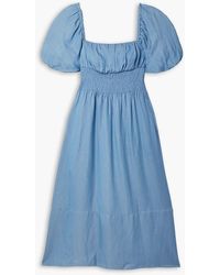 Jason Wu - Gathered Shirred Twill Midi Dress - Lyst