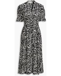Diane von Furstenberg - Erica Zebra-print Cotton-blend Poplin Midi Dress - Lyst