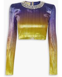 Miss Sohee - The Violet Cropped Embellished Lamé Top - Lyst